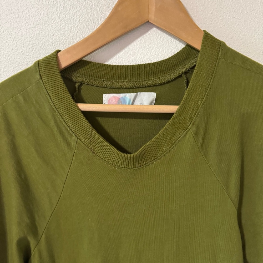 Free People Beach Brentwood Puff Sleeve Maxi Olive Green Cotton Relaxed Fit-S - Picture 4 of 10